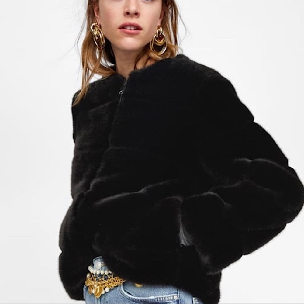 Zara trf Collection Faux Fur Coat
